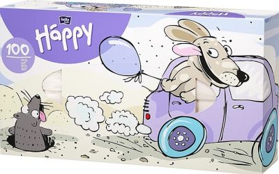 Bella Happy  двупластови сухи кърпи в кутия 100 бр