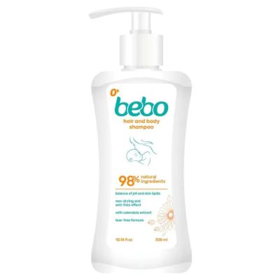 Бебо Натурален шампоан за коса и тяло с помпа 0м+
