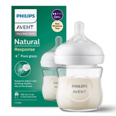Avent Natural Response стъклено шише с биберон 0м+ 120 мл