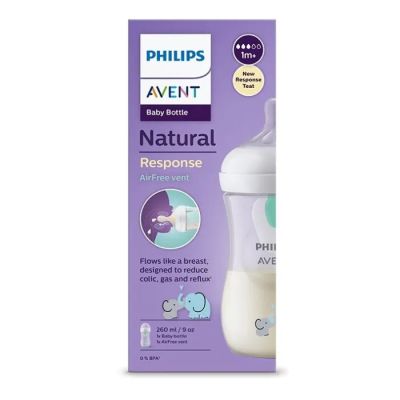 Avent Natural Response AirFree шише с картинка Слончета 1м+ 260 мл