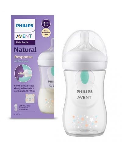 Avent Natural Response AirFree шише с картинка Звезди и  Мече 1м+ 260 мл