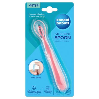 Canpol силиконова лъжичка розова 4м+