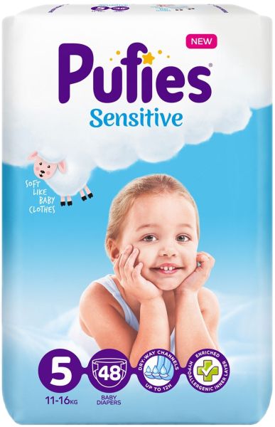 Pufies 5 пелени Sensitive Junior 48 бр