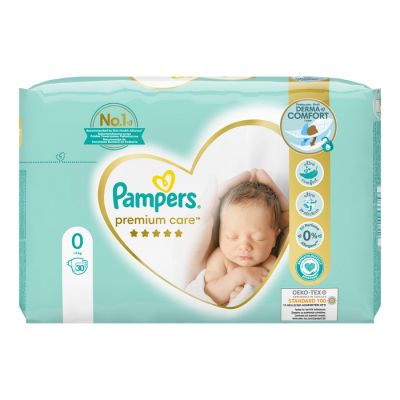 Pampers Premium Care 0 размер пелени 30 бр