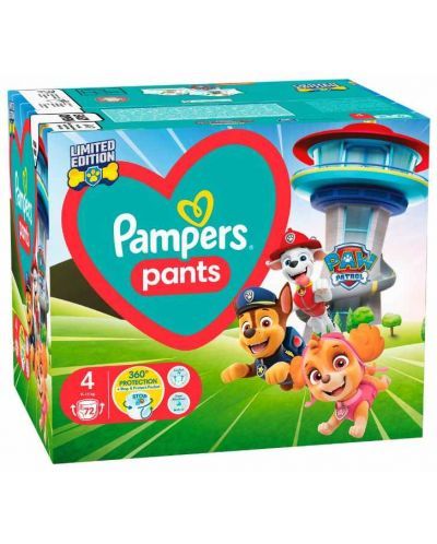 Pampers Pants Paw Patrol 4 размер гащички кашон 72 бр