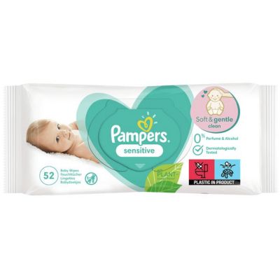 Pampers Sensitive бебешки мокри кърпички 52 бр