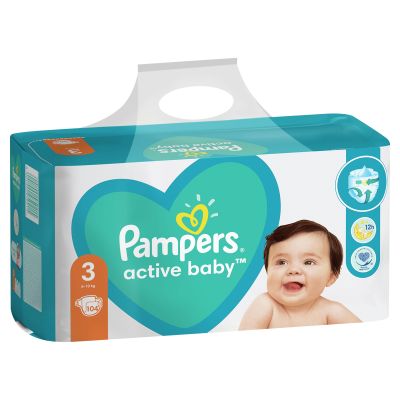 Pampers 3 размер пелени Active Baby голям пакет 104 бр