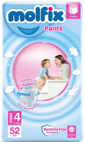Molfix размер 4 гащи + подарък мокри кърпички 