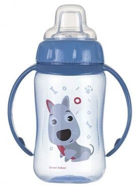 Canpol преходна чаша със силиконов накрайник и дръжки синя 6м+ 320 мл