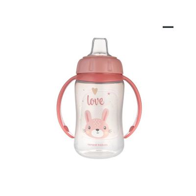 Canpol преходна чаша със силиконов накрайник и дръжки розова 6м+ 320 мл