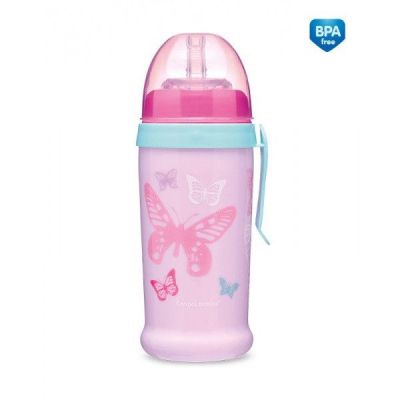 Canpol нетечаща спортна чаша със сламка пеперуди 12м+ 350 мл