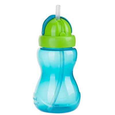 Canpol шише със сламка и капаче синьо и зелено 12м+ 270 мл