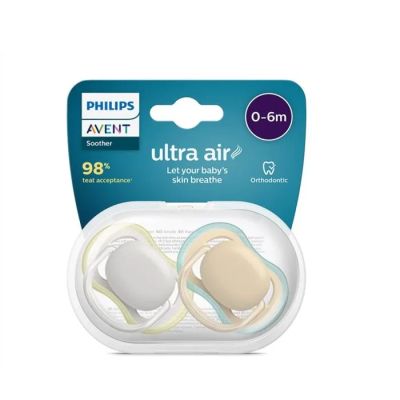 Avent Ultra Air залъгалка с изчистен дизайн 0-6м 2 бр