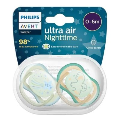 Avent Ultra Air Nighttime залъгалка звезда и сова 0-6м 2 бр