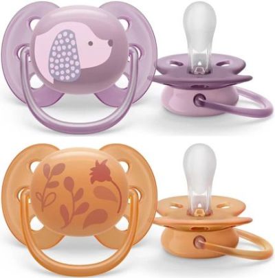 Avent Ultra Soft залъгалка куче и цвете 6-18м 2 бр