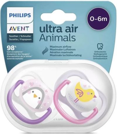 Philips Avent Ultra Air Animals залъгалка пингвин и птица 0-6м 2 бр