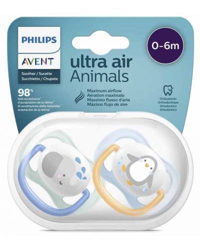 Philips Avent Ultra Air Animals залъгалка слон и пингвин 0-6м 2 бр