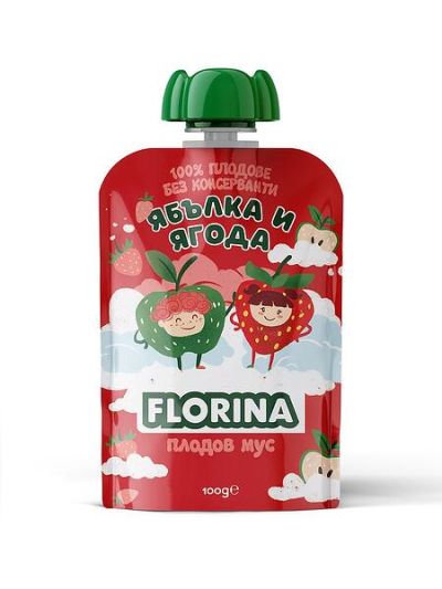 Florina плодов мус с ябълка и ягода 100 гр