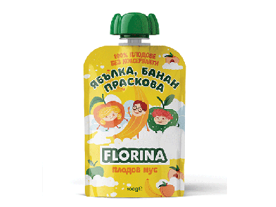 Florina плодов мус с ябълка, банан и праскова 100 гр