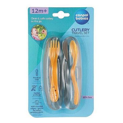 Canpol комплект прибори за пътуване оранжеви 12м+