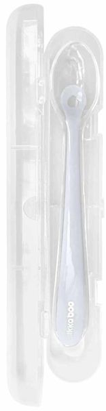 Kikkaboo силиконова лъжичка с кутийка син цвят 4м+