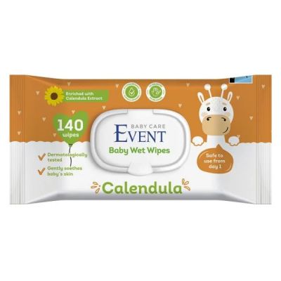 Event Baby противовъзпалителни бебешки мокри кърпи с невен 140 бр