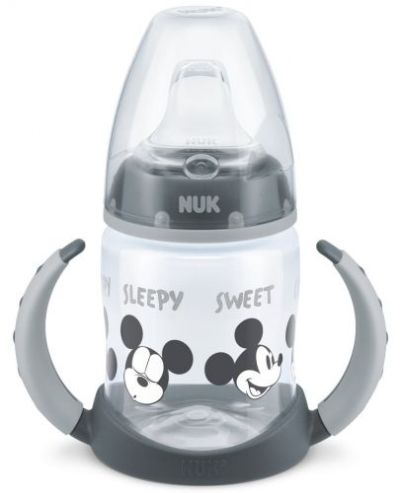 NUK First Choice Mickey шише за сок с две дръжки и силиконов накрайник 6м+