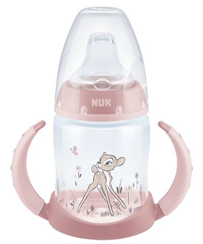 NUK First Choice Bambi шише за сок с две дръжки и силиконов накрайник 6м+