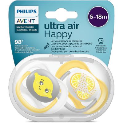 Avent Ultra Air Happy залъгалка лимони 6-18м 2 бр