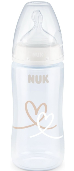 Nuk First Choice Temperature Control шише Сърца РР със силиконов биберон 0-6м 300мл