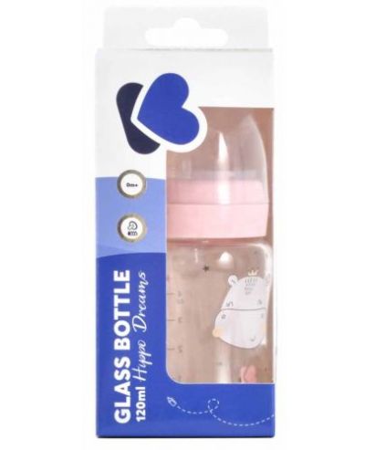 Kikkaboo Hippo Dreams стъклено шише за момче 0м+ 120мл