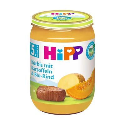 Hipp Био пюре тиква с картофи и телешко месо 5м+