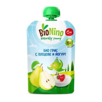 BioNino Био плодова закуска с грис, плодове и йогурт 6м+