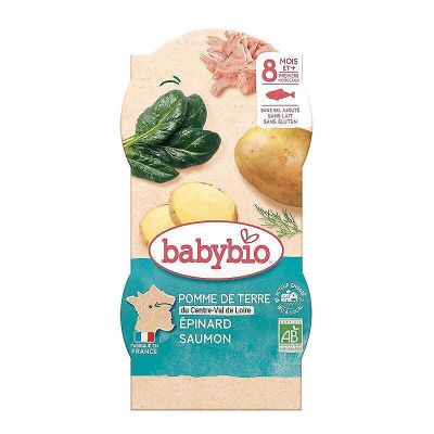 Babybio Био меню Сьомга, Картофи и Спанак  8м+ 2х200 гр 