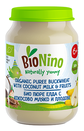 Bionino био пюре елда с кокосово мляко и плодове 6м+
